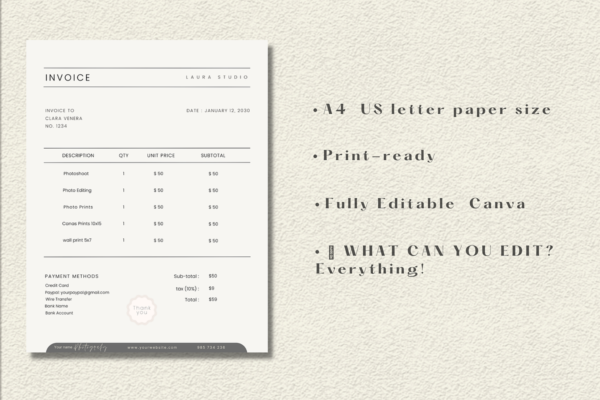 Invoice minimal, a Stationery Template by Prodesign (Photo 2 of 2)