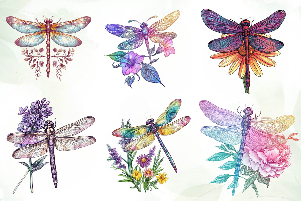 Dragonfly and Flowers Sublimation, an Illustration by CreationArt (Photo 5 of 5)