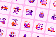 Flat Cute Girly Stickers Set, an Emoji Icon by Creative Stall (Thumbnail 5 of 8)