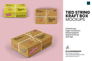 Tied String Kraft Box Mockups