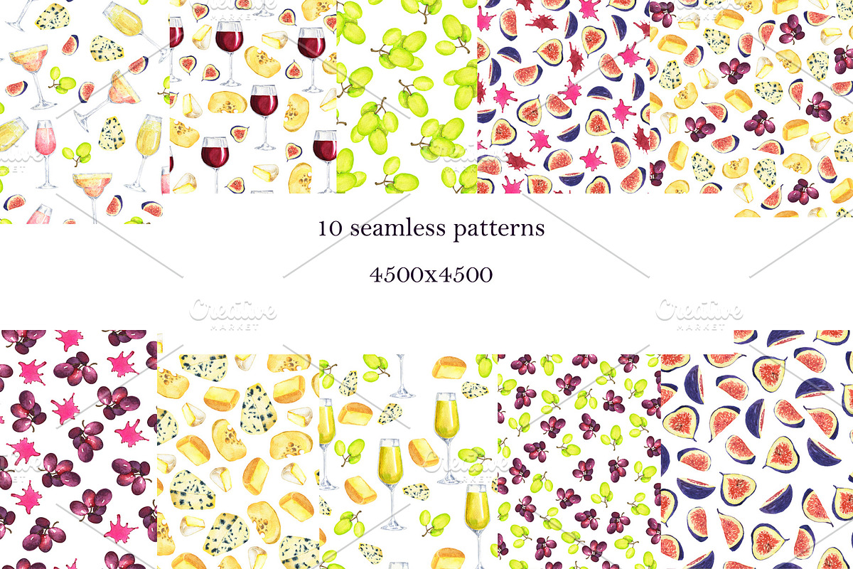 Cheese and wine watercolor, a Food Illustration by Watercolor & sketches (Photo 4 of 5)