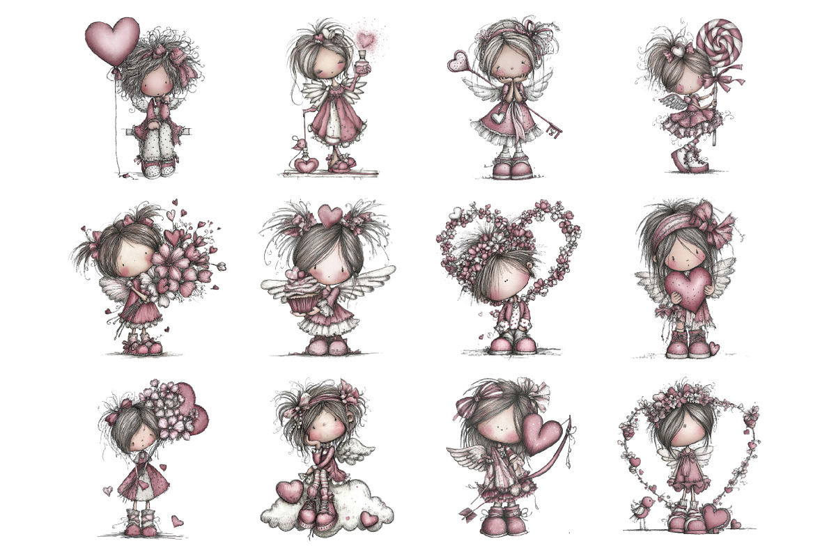 Whimsical Cupid Valentine Clipart, an Illustration by Design Market (Photo 3 of 3)