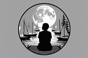 Lake Meditation Silhouette Set, an Illustration by jahid234 (Thumbnail 2 of 6)