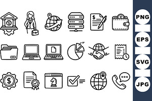 Minimalist Business Icon Set, an Illustration by designvectx