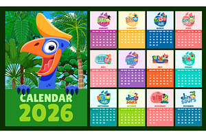 2026 calendar schedule, an Animal Illustration by Vector Tradition