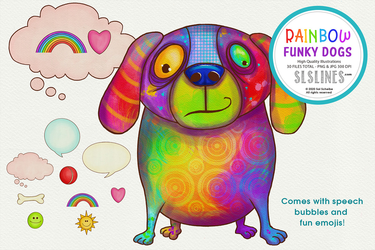 Rainbow Funky Dog Illustrations PNG, an Illustration by SLS Lines (Photo 8 of 10)