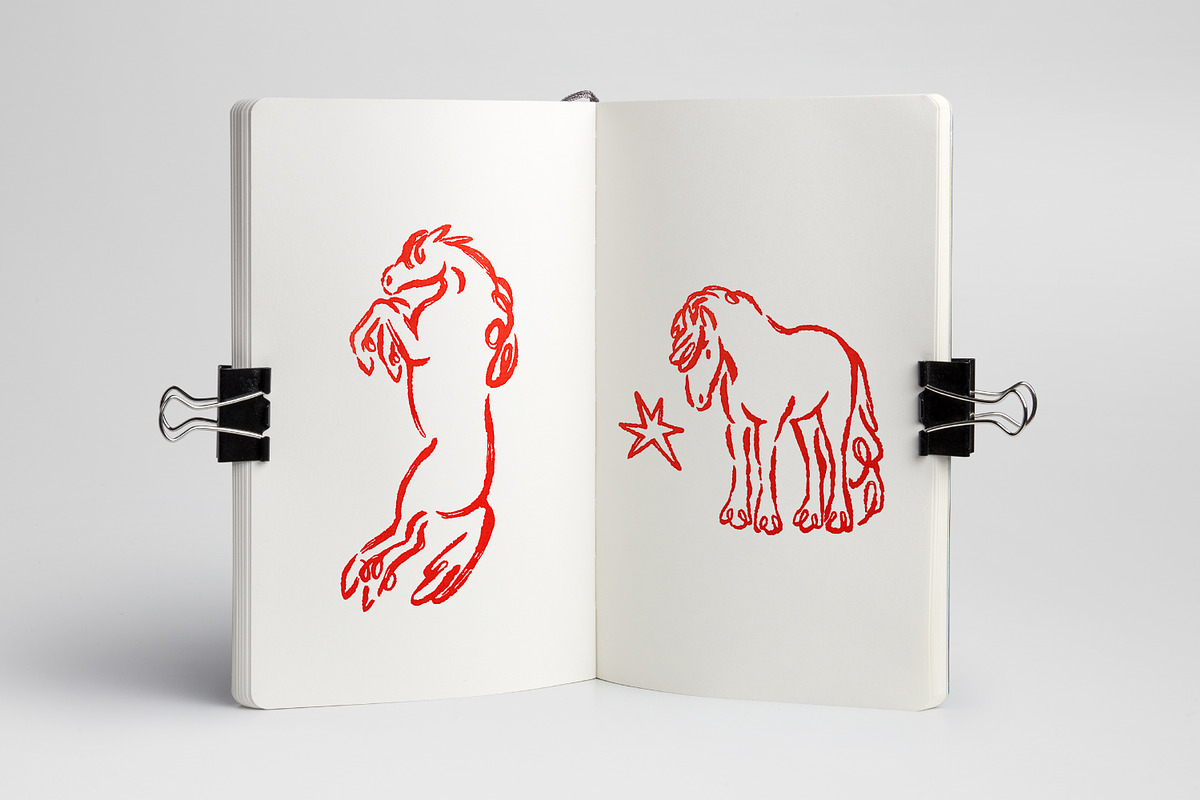 Hand-drawn doodle horse sketches set, an Animal Illustration by Good Studio (Photo 5 of 6)