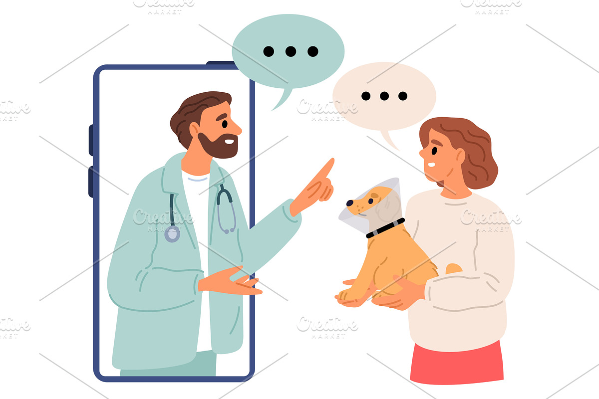 Male veterinarian on smartphone, a Healthcare Illustration by Vectorbuum