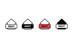 Icon set of simple house rent signs, an Object Illustration by skripnikbb