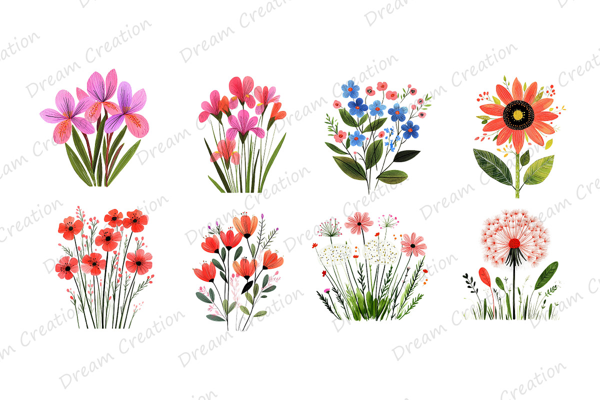 Watercolor Wildflower Clipart, an Illustration by Dream Creation (Photo 6 of 11)