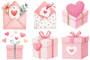 Watercolor Valentine Gift Clipart, an Illustration by Craft Nest (Thumbnail 8 of 10)
