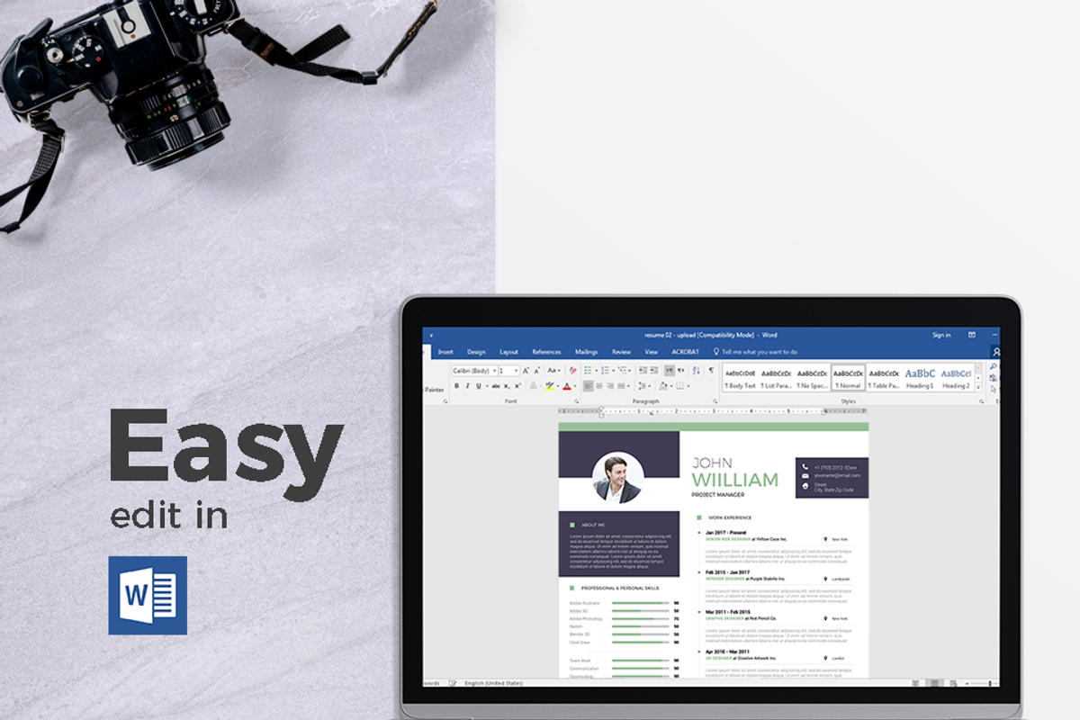 Modern Resume & CV Template, a Resume Template by Hito Graphic (Photo 6 of 8)