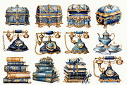 Blue And Gold Victorian Clipart, an Object Illustration by Digital Xpress (Thumbnail 4 of 9)