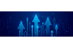 Upward arrows on blue grid, a Finance Illustration by art PVP - market