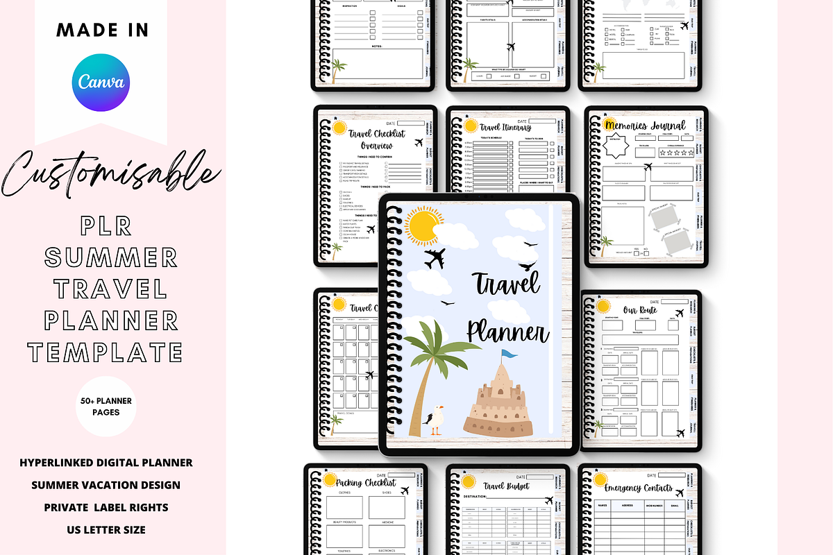 Canva Summer Travel Digital Planner, a Stationery Template by DigitalbossCreations (Photo 1 of 10)