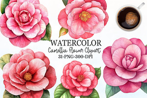 Camellia Flower Bloom Clipart, an Illustration by Rose Art