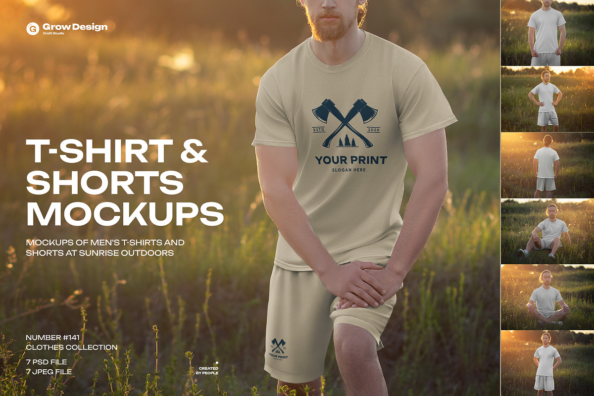 7 Mockups of Men's T-Shirt Outdoors, a Shirt Mockup by Grow Design Craft Studio (Photo 1 of 6)