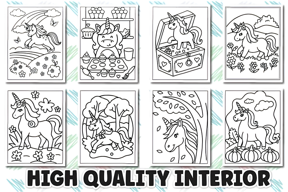 Cute Unicorn Coloring Book for Kids, an Animal Illustration by Design Station (Photo 6 of 8)