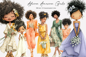 African American Girls Clipart, an Illustration by Designworld
