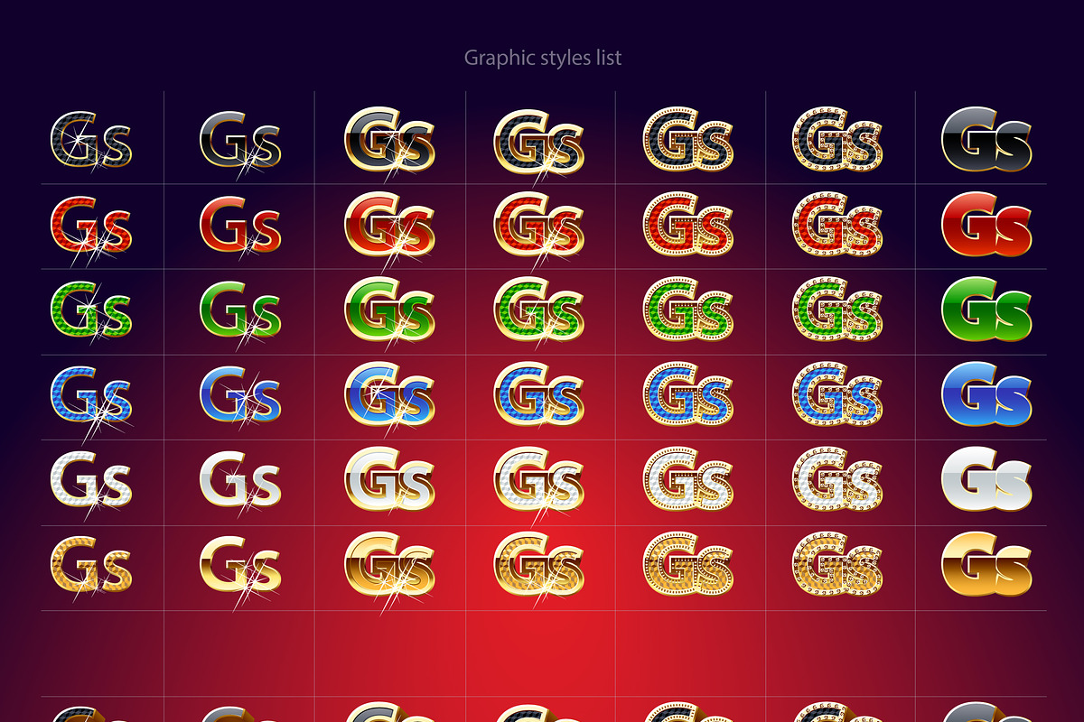 AI CS6 graphic styles Extragold, a Layer Style Add-On by popskraft (Photo 2 of 4)