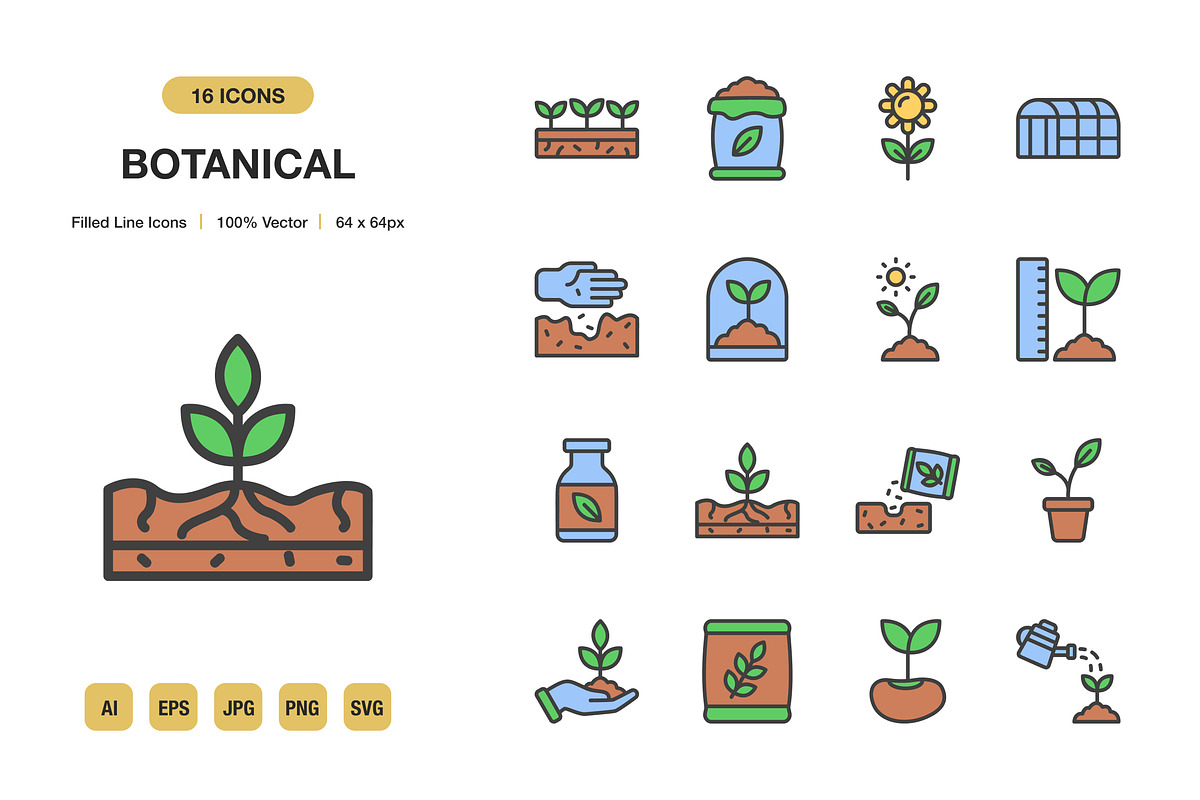 Botanical Color Icons, an Icon by Spacepixel Creative