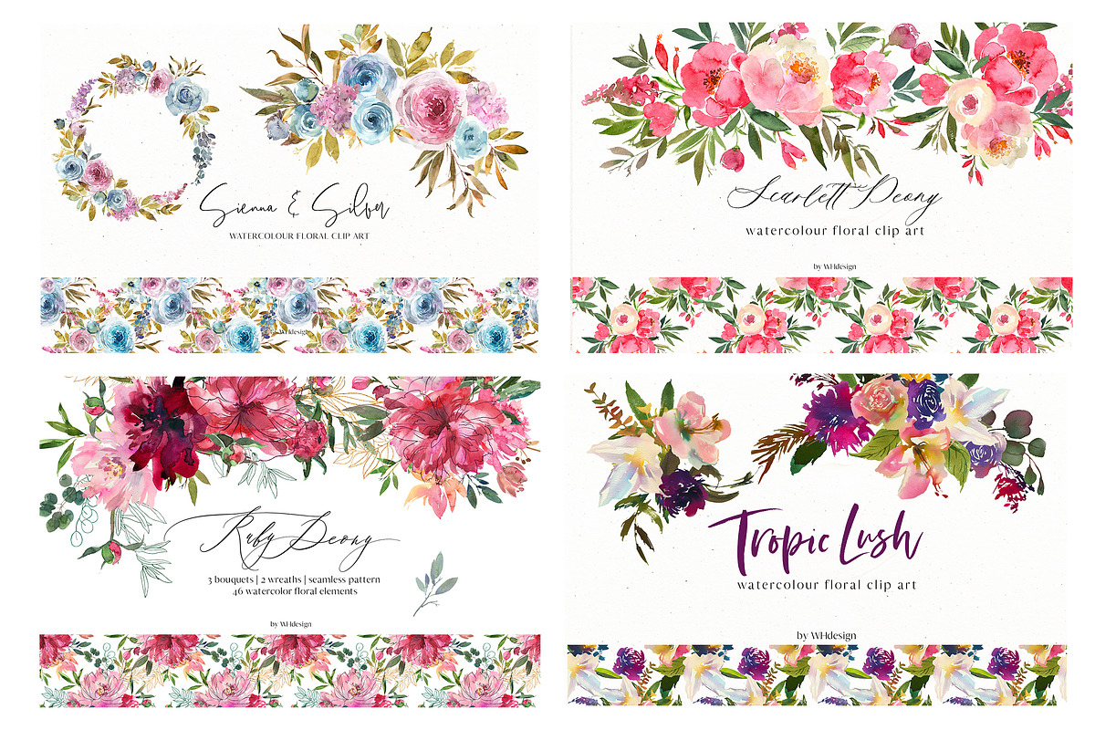 Watercolor Floral Bundle 90 in1, an Animal Illustration by whiteheartdesign (Photo 50 of 50)