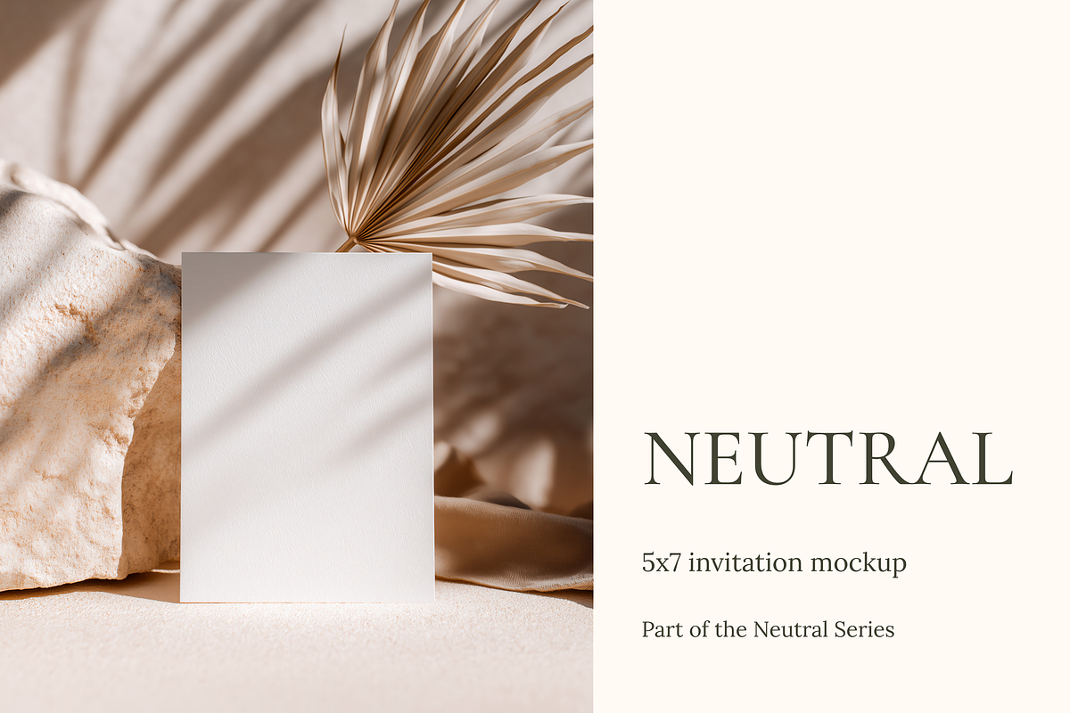 Neutral Boho Invitation Card Mockup, a Product Mockup by Serenefeeling (Photo 1 of 6)