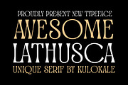 Awesome Lathusca - Unique Serif, a Sans Serif Font by Kulokale (Thumbnail 1 of 10)