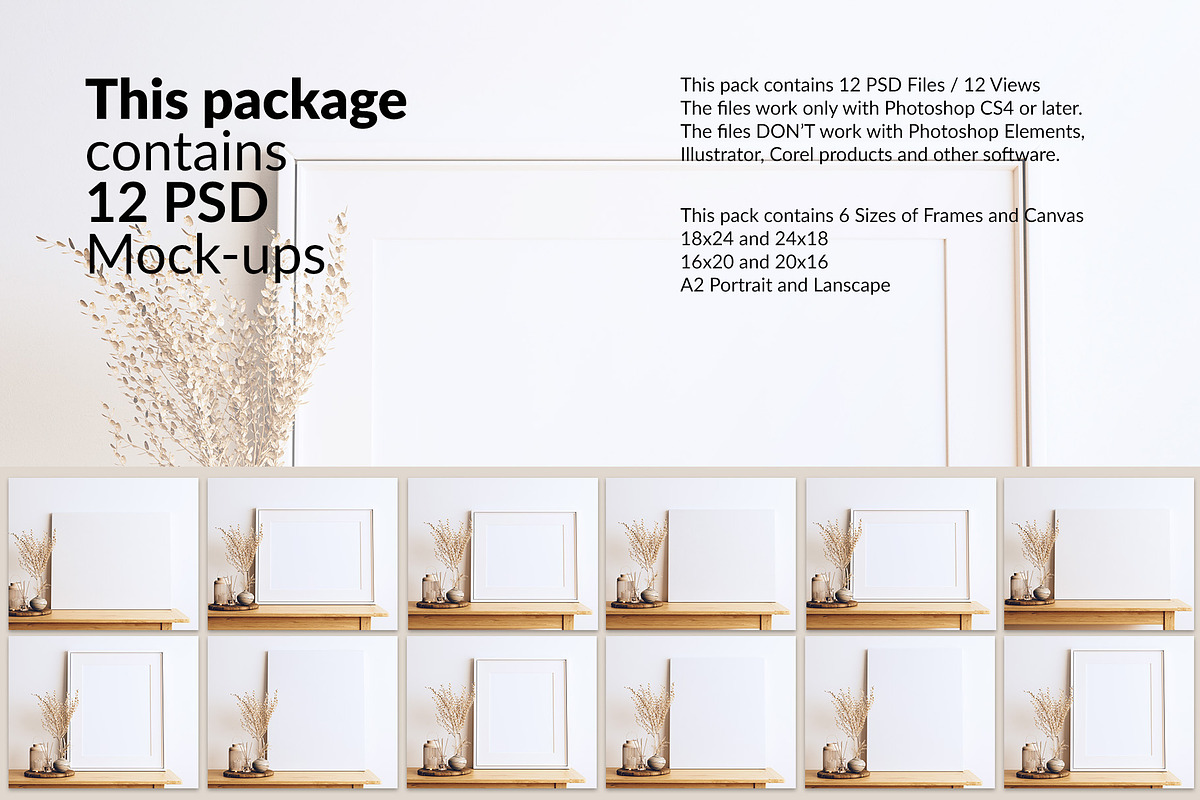 Frame and Canvas Mockup Many Sizes, a Product Mockup by mock-ups
