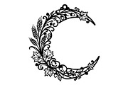 Floral Moon Ornament Bundle, an Object Graphic by hafijul (Thumbnail 6 of 6)