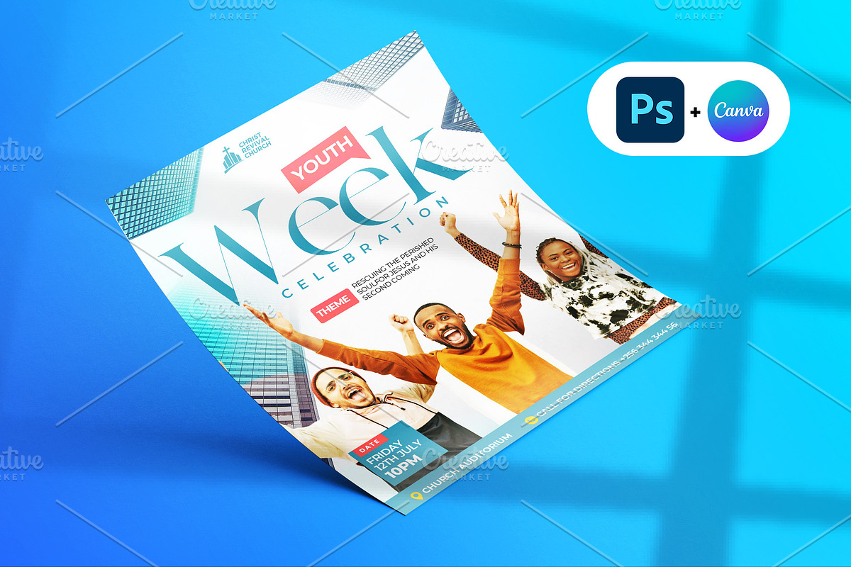 Youth Week Church Flyer Portrait, a Social Media Template by Vintage Impressions (Photo 2 of 6)