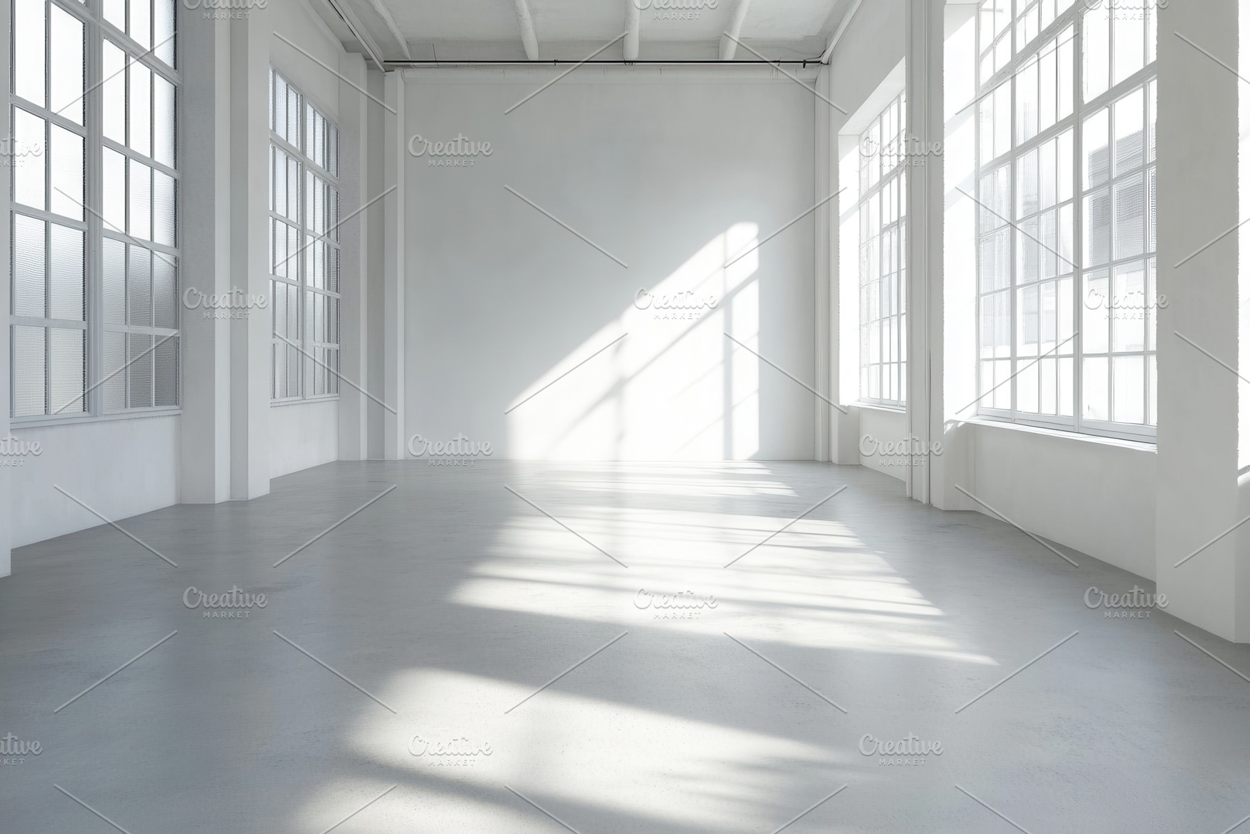 A minimalist white room with a floor, a Photo by Pavel_design