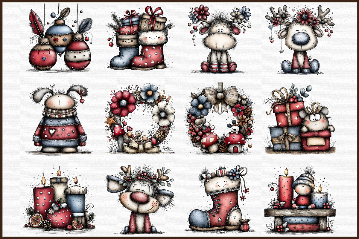 Rustic Boho Christmas Clipart, an Illustration by Sublimation Artist (Photo 3 of 6)
