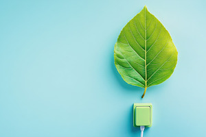 Leaf by charger on blue bg, a Photo by Beautiful things