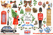 A Royal Holiday Watercolor Clipart, a Decorative Illustration by RhianAwni (Thumbnail 1 of 10)