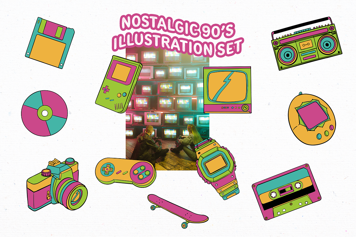 Greeny nostalgic 90's illustration, an Object Illustration by peterdraw (Photo 6 of 6)