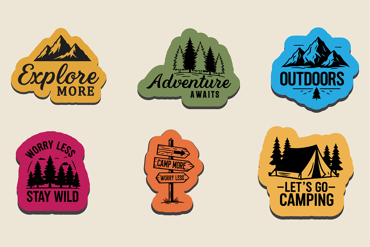 Outdoor Adventure Badge Set, a Decorative Illustration by MkStudio