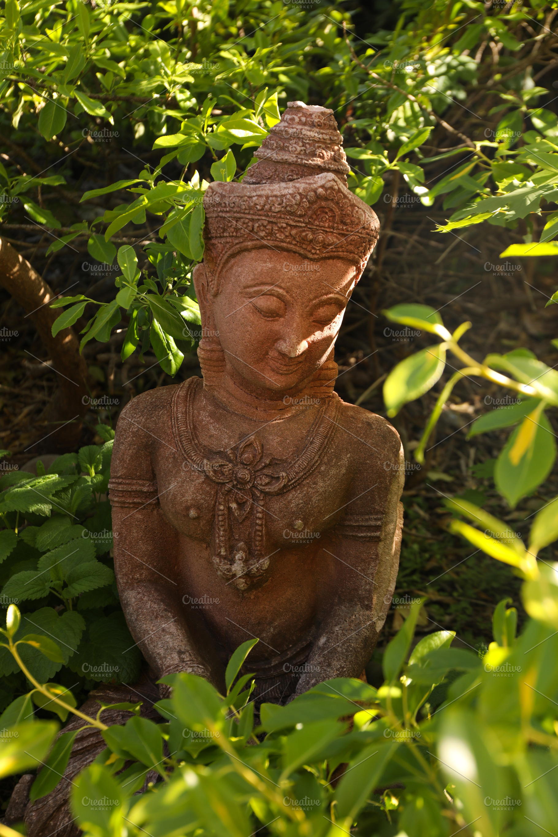 Asian statue city park in sunny spring day, a Nature Photo by AtlasStudio PRO
