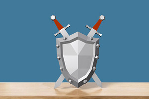 Shield and sword - 3d papercraft, a Templates & Theme by PAPER amaze