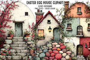 Watercolor Easter Egg House Clipart, an Illustration by CreationArt
