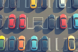 Multiple cars parked in a spacious, a Photo by Pavel_design