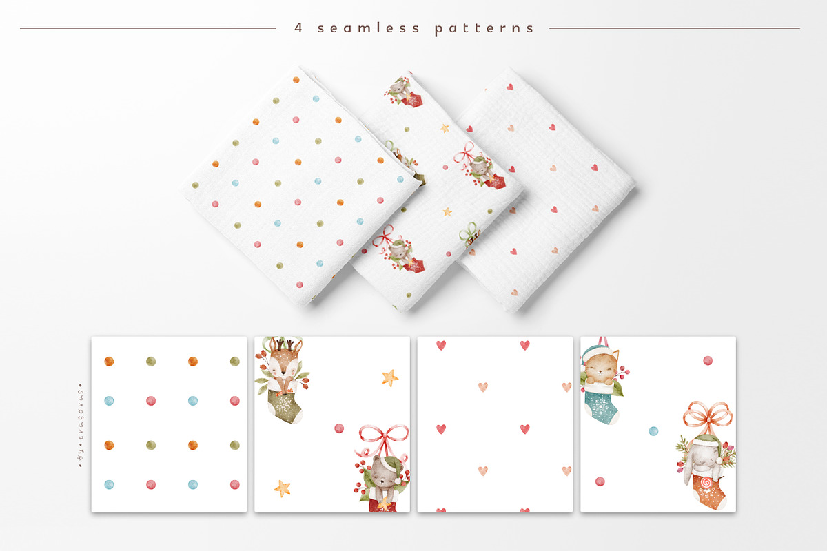 FUNNY CHRISTMAS watercolor set, an Animal Illustration by erasovas (Photo 6 of 8)