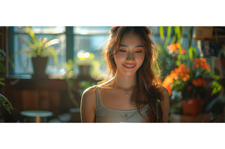 Stylish young happy woman checking, a Business Photo by ZinetroN