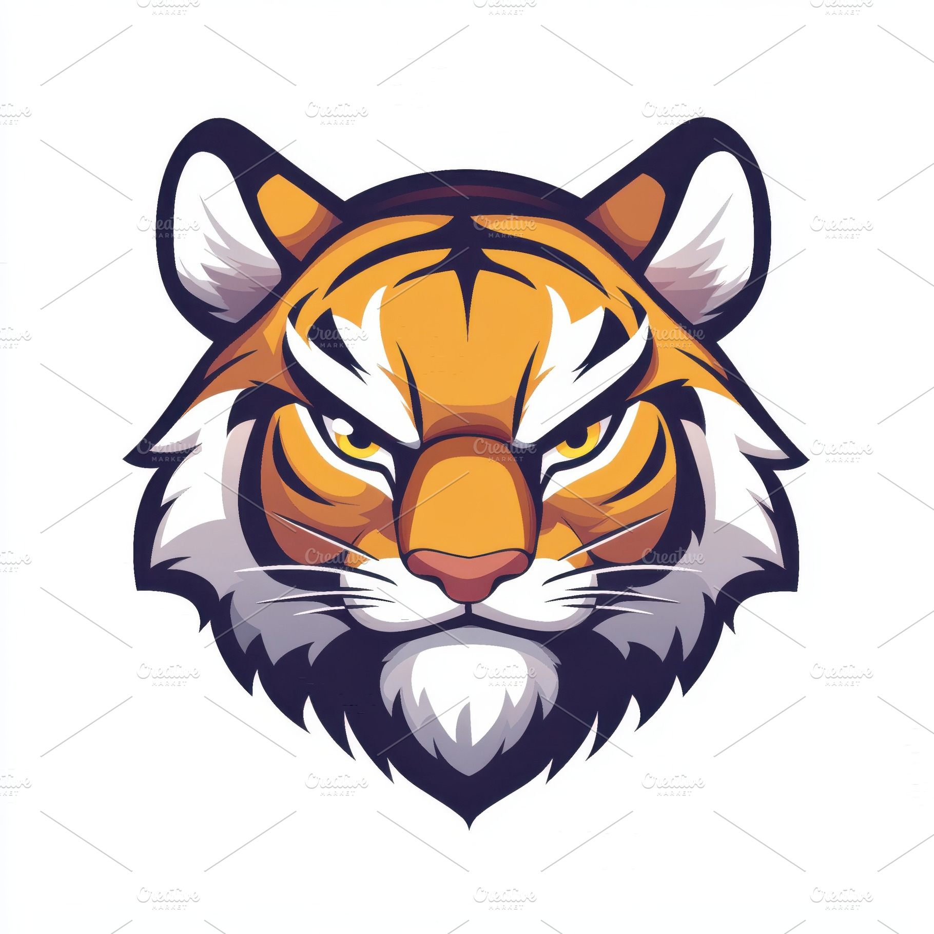 Majestic Tiger Head Intense Gaze Pow, an Animal Photo by Pixeness Studio