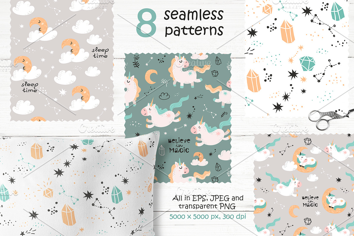 Unicorn clipart & pattern, a Graphic by Nafanya (Photo 5 of 13)