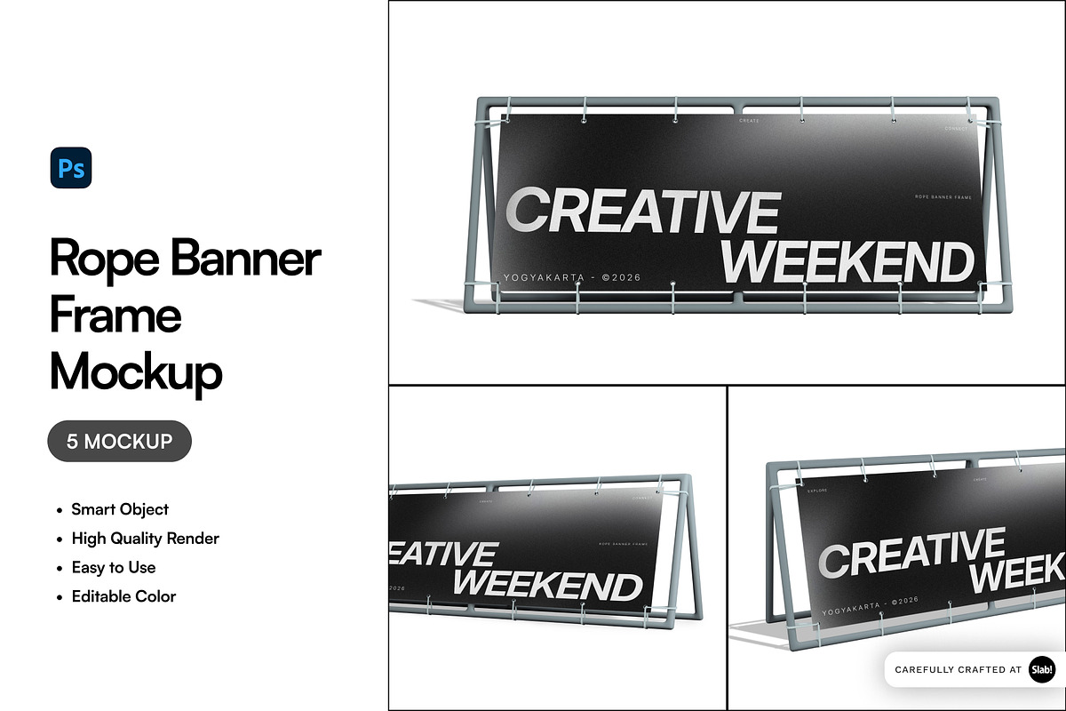 Rope Banner Frame Mockup, an Advertising Mockup by SLAB! Design (Photo 1 of 7)