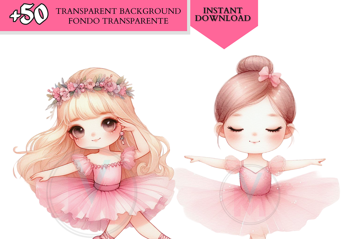 Pink Ballerina Clipart, Cute ballet, a Person Illustration by VM PARTYS  BY TAIRUMA (Photo 2 of 10)