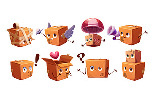 Cute Parcel Box Character, Happy