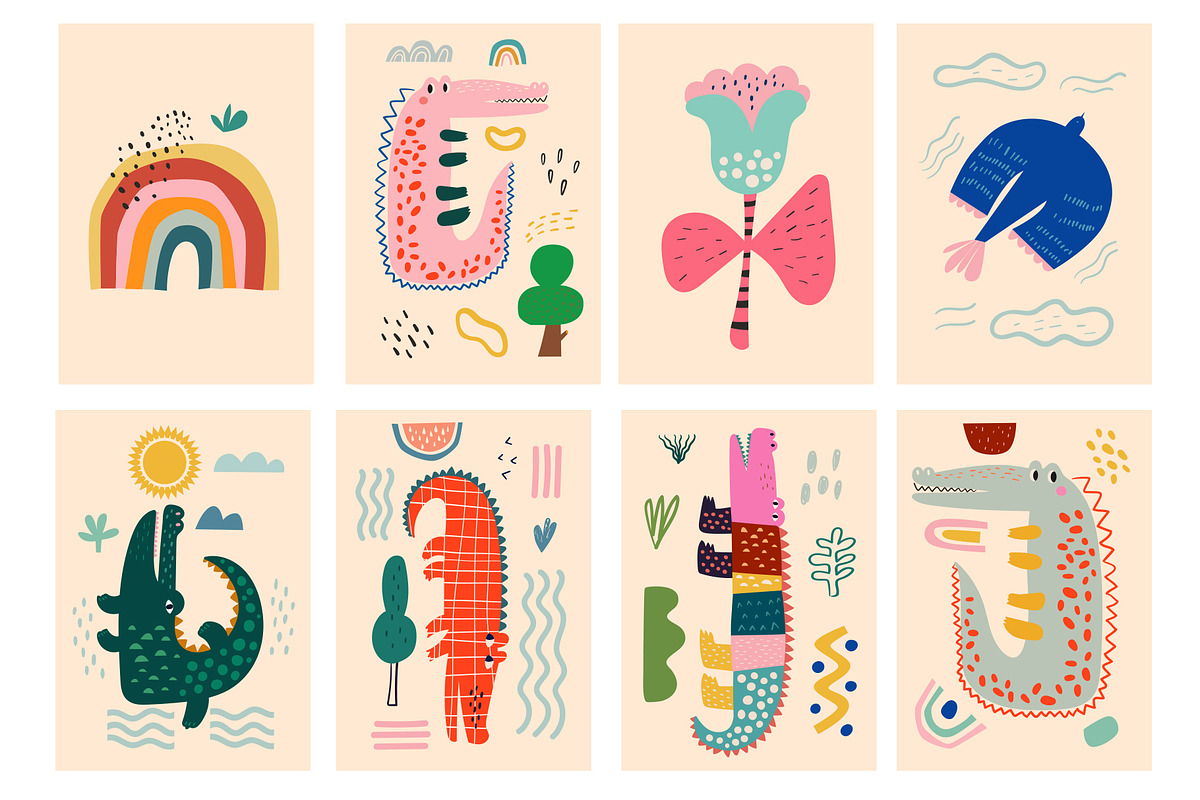 Cute baby crocodiles illustrations, an Animal Illustration by MoleskoStudio (Photo 5 of 23)