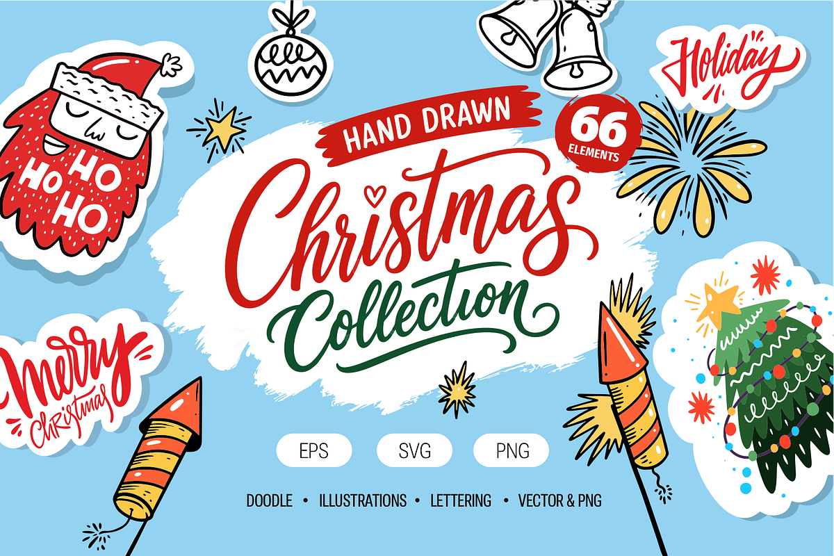Christmas Doodles & Holiday Clipart, a Seasonal Illustration by Oktyabr (Photo 1 of 8)